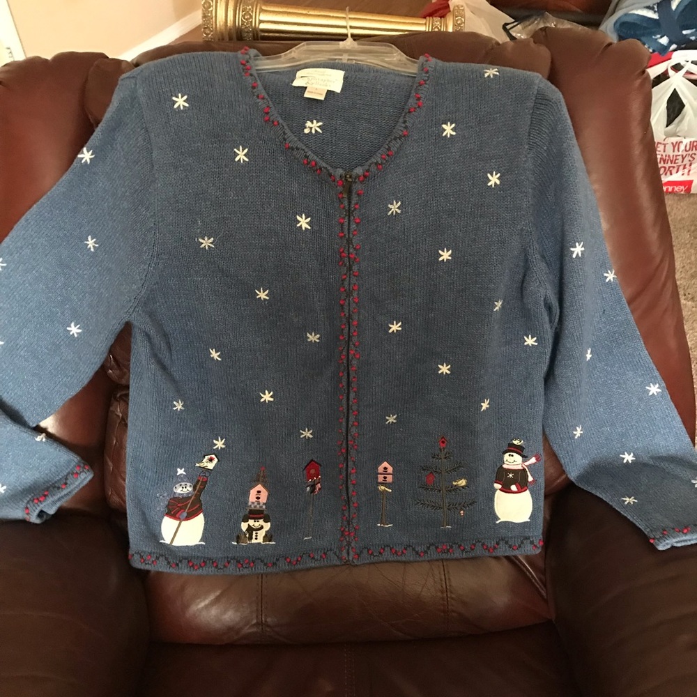 Holiday zip up cardigan